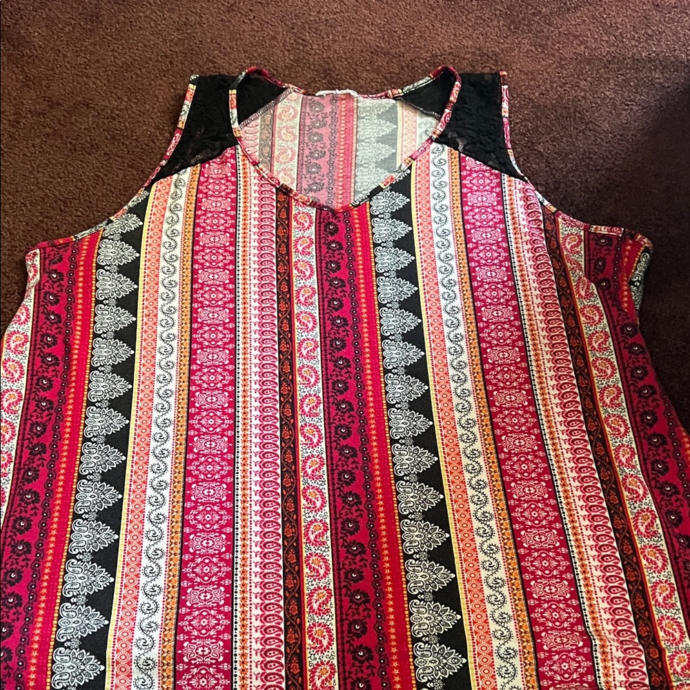 Bobbie Brooks Red and Black Patterned Tank Top